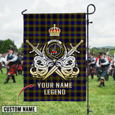 Personalized Custom Name Clan Clelland Modern Tartan Garden Flag with Clan Crest and the Golden Sword of Courageous Legacy FG93 - Clelland Modern Tartan Design, Scottish Heritage Gift
